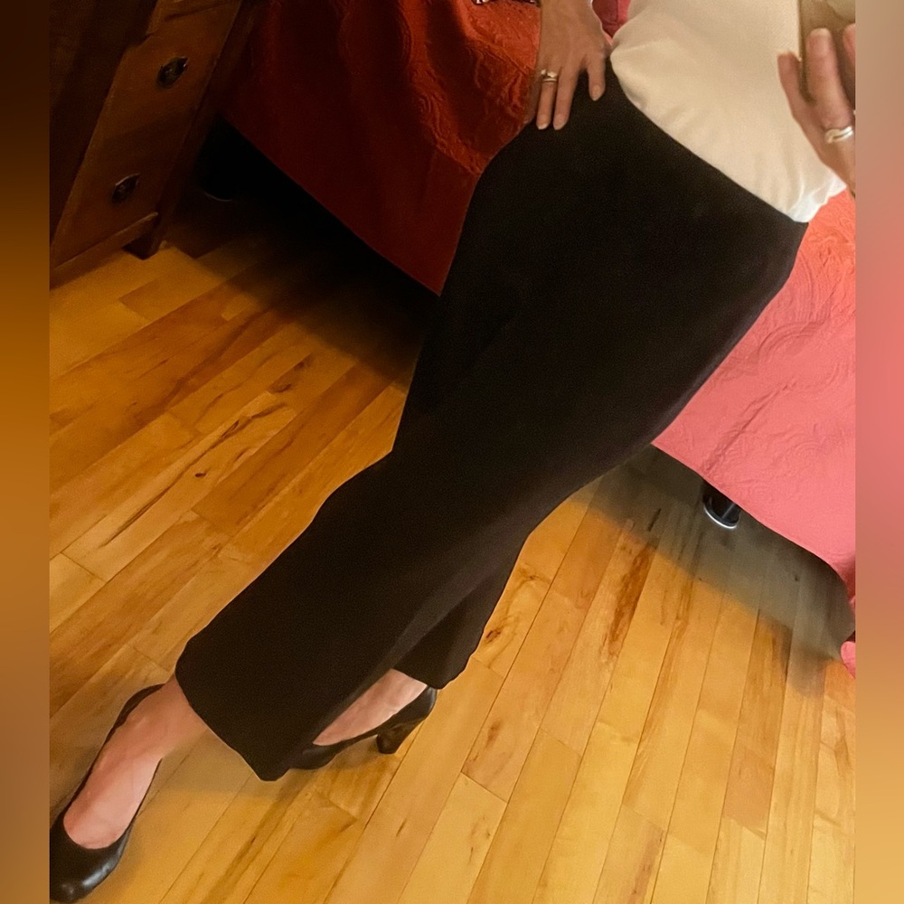 Vintage St John Evening Elegant Black Santana Knit Ankle Cropped Pants, Size 6 - Picture 5 of 12